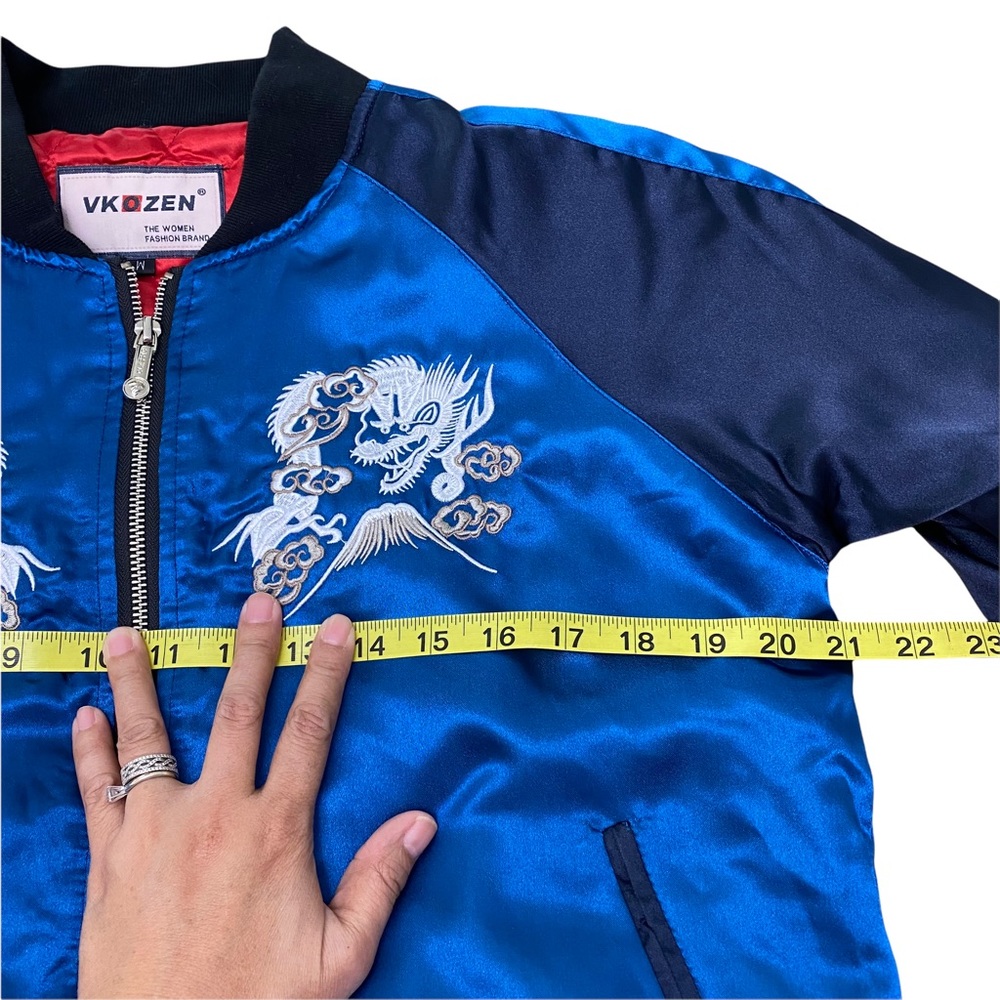 Rare! "SUKAJAN" Dragons and Mt. Fuji VKozen embroidery Bomber Jacket Blu… - Picture 8 of 10